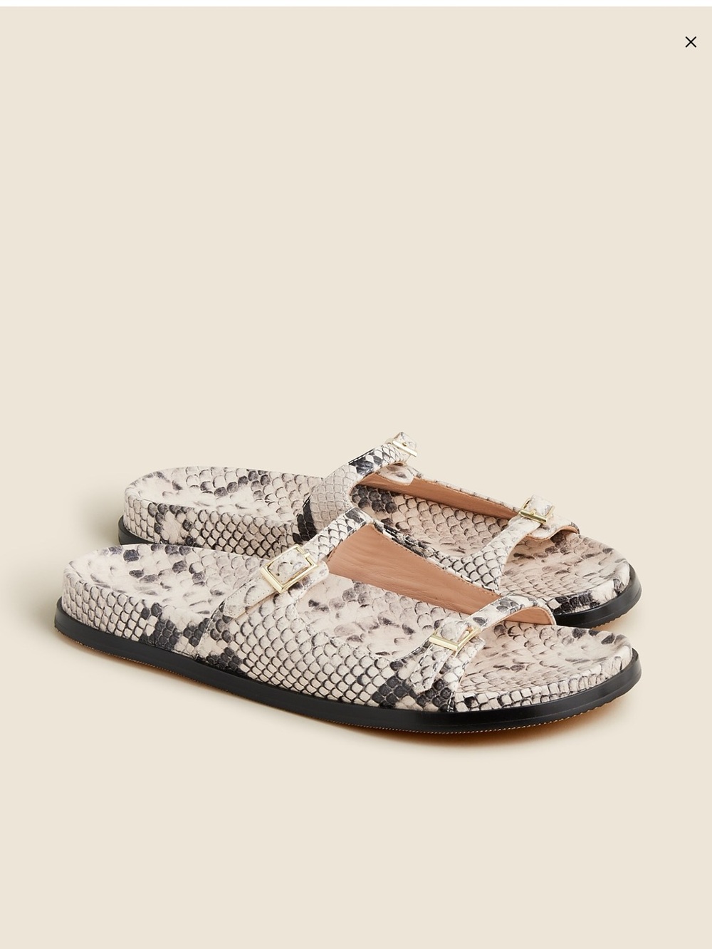 J.Crew Colbie Buckle Sandals in Snake-Embossed Leather. Size 8